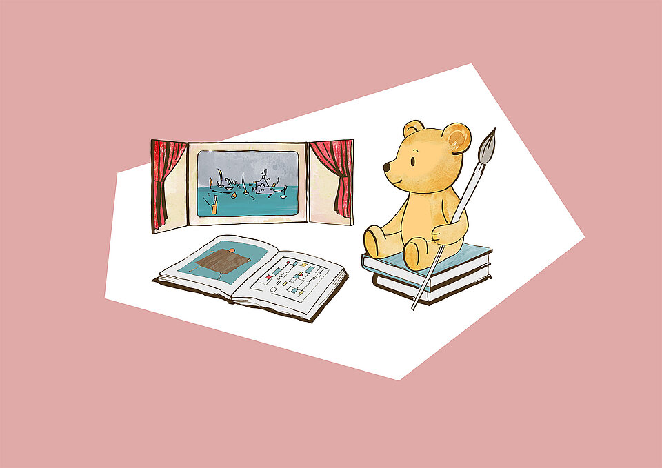 
            
                Illustration Teddybär mit Bildern
            
        