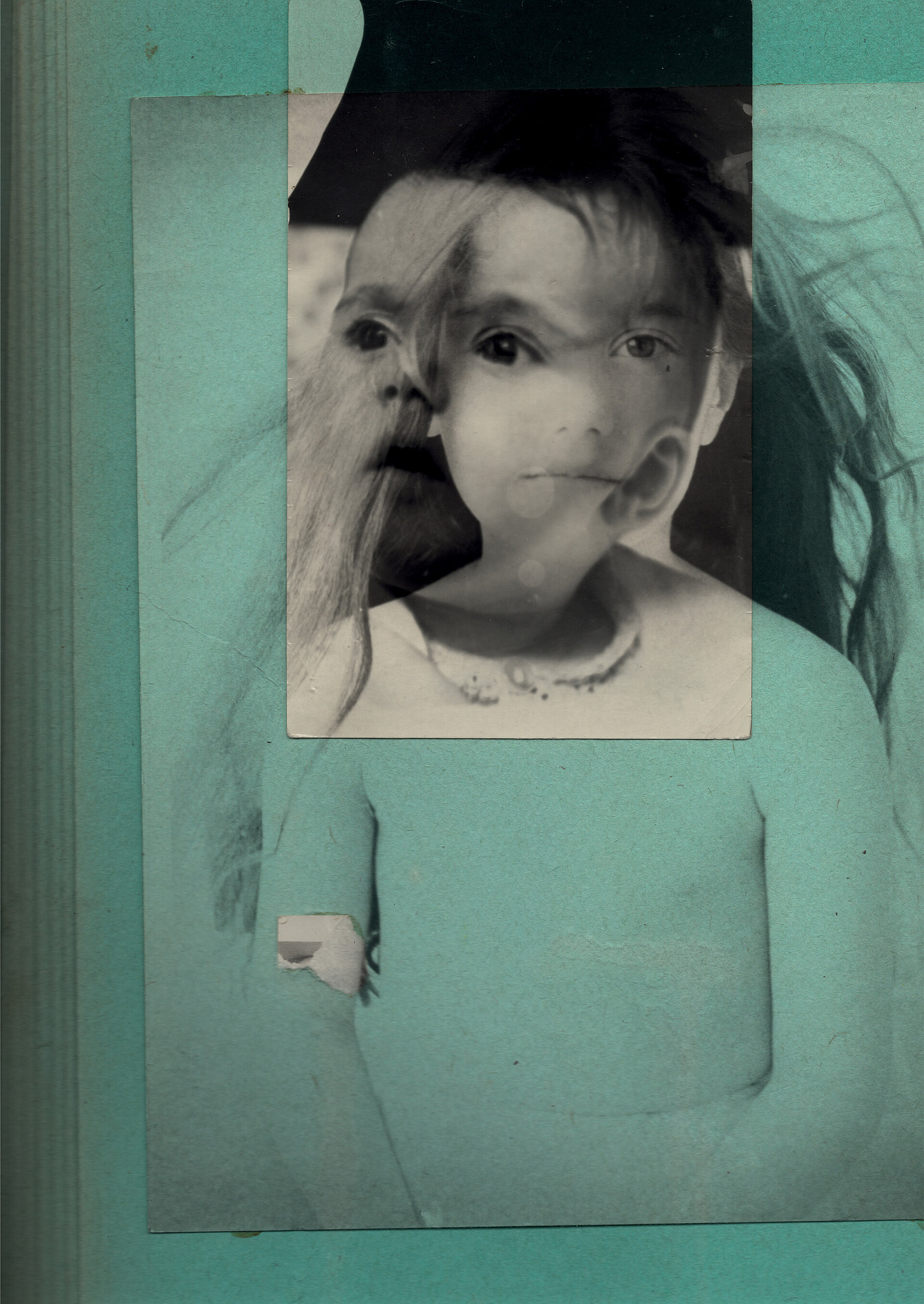 Tolia Astakhishvili, I would like to return and say I am back and it's nice on the other side, 2026, Collage mit Fotos von Maka Sanadze