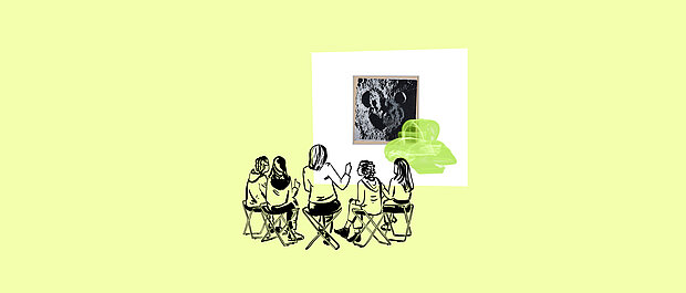 
            
                Illustration: Eine Schulklasse im Museum
            
        