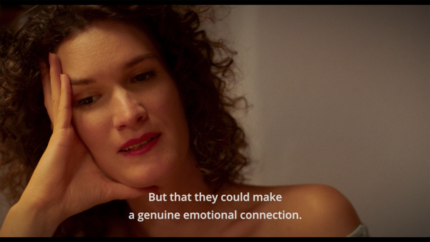
            
                Isa Schieche  Die Räuberinnen, 2023: Filmstill mit dem Untertitel "But that they could make a genuine emotional connection"
            
        