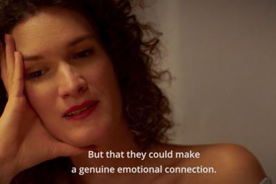 Isa Schieche  Die Räuberinnen, 2023: Filmstill mit dem Untertitel "But that they could make a genuine emotional connection"