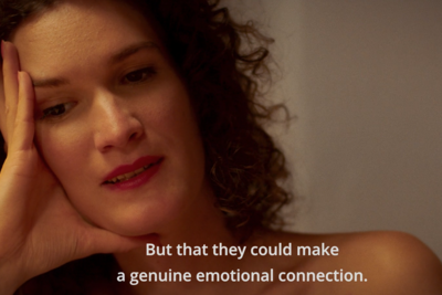 Isa Schieche The Räuberinnen, 2023: film still with the subtitle “But that they could make a genuine emotional connection”